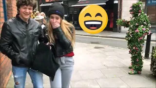 Bushman prank. Girls screaming and laughing at the same time