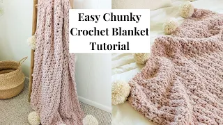 Easy Chunky Crochet Blanket Tutorial - Free Crochet Blanket Pattern