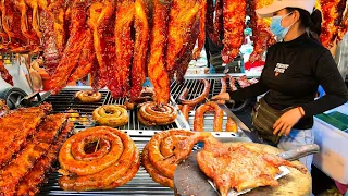 Cutting Pig's Ribs, Pig's intestines & Roast Duck | Cambodian Street Food