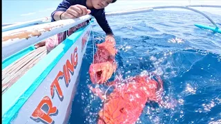 Natakot at Natulala Ang Bata sa Laki Ng dalawang nag sabay na GIANT Grouper!