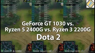Dota 2 Ryzen 3 2200G vs Ryzen 5 2400G vs GeForce GT 1030