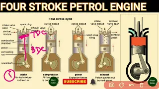 Construction and working of four stroke petrol and diesel engine explained in tamil