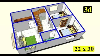 22 x 30 ghar ka naksha II  22 x 30 house plan design II 2 bhk house plan