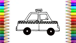 How to Draw a TAXI easy Step by Step🥰 .Easy Easy Drawing and Coloring for Kids💖