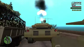 GTA San Andreas - CJ in tank vs military army six stars