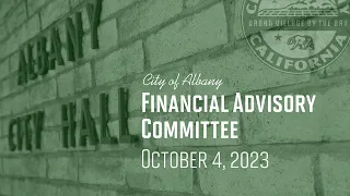 Financial Advisory Committee - Oct. 4, 2023