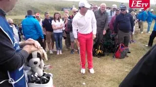McIlroy attempts unusual trick shot after ball goes up spectator's trousers