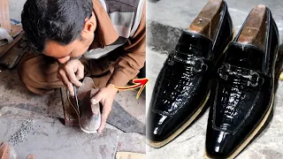 Handcrafting premium men shoes | Crocodile skin shoes | Handmade leather shoes | Pure leather shoes