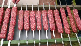 LYULA KEBAB on the grill. SHASHLIK in Uzbek