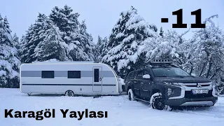 Karavan ile keşifler| Sağlam Kar kampı | -11 derece | Karagöl Yaylası