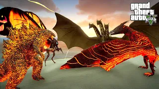 Nuclear Godzilla vs King Ghidorah and Rodan King of Monster Epic Fight - GTA V Mods