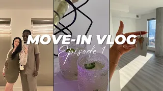 MOVING IN WITH MY BOYFRIEND: empty apartment tour, unpacking, getting our place set up, etc!