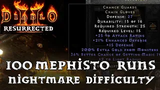 Diablo 2 Resurrected: 100 Nightmare Mephisto Runs Drop Highlights!!