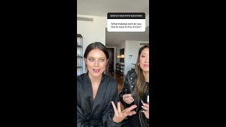 Emily DiDonato and Grace Lee doing a Q&A during a makeup tutorial