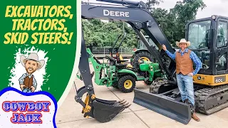Excavators, Tractors, and Skid Steers | Cowboy Jack | Videos for Kids