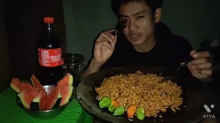 Naga boy eating2x  3 packed spicy korean noodles  with 5 hottest king chili