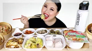 SPICY RAMEN NOODLES + DIM SUM  Siu Mai (Shumai) + Har Gow + Chicken Feet MUKBANG 먹방 EATING SHOW!