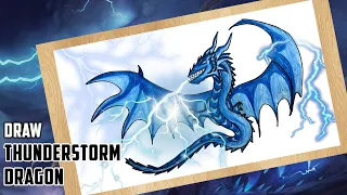 How to Draw a Thunderstorm Dragon I Blue Lightning Dragon Drawing Tutorial I Rio Art Club Dragon