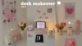 PINTEREST GIRL aesthetic desk makeover 🎀💌 cozy pink desk setup