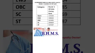 |Government BHMS All India quota ( aaccc ) Round - 1 Closing Cut Off- 2023|#neet#aaccc#ytshorts#yt20