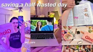 saving a half wasted day! productive vlog, cleaning, & self care