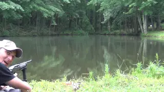 Skipping a bullet across the water.