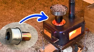 Wood pellet stove burner made of abandoned bowl