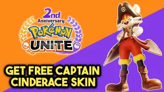 Get Captain Cinderace Skin for Free 😳🤯🤩 | Get amazing skins free Pokemon Unite Second Anniversary |