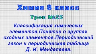 Химия 8 класс (Урок№25 - Классификация химических элементов.Периодическая таблица Д. И. Менделеева.)