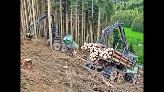 🌲*THE Deere TEAM* • John Deere 1470E & 1210G • Big slope • perfect Teamwork • ForestAction #3🌲