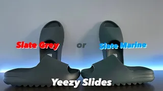 Slate Grey Vs Slate Marine Yeezy Slides