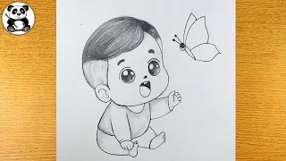 Cute wants butterfly pencil sketch | kids pencil drawing ​⁠@TaposhiartsAcademy