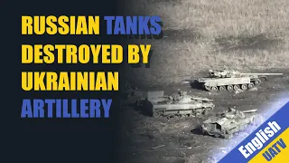 Russian heavy armoured vehicles destroyed by Ukrainian artillery near Vuhledar in Donetsk region