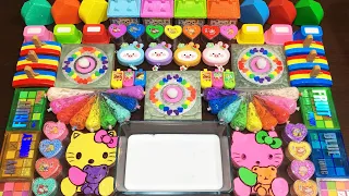 INTERESTING WITH HELLO KITTY & RAINBOW ! Mixing Random Things Into Glossy Slime