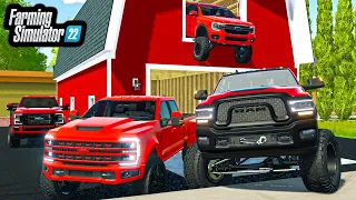 BUILDING "ALL RED" TRUCK DEALERSHIP! (LIFTED FORD TRUCKS) | Farming Simulator 22