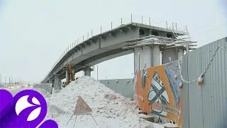 В Новом Уренгое уложили первую балку пролетного строения транспортной развязки