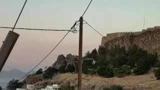 Chinook Flying Low Around The  Acropolis, Lindos, Rhodes, Greece