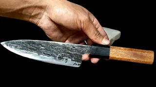 Scrap to craft - Making Japanese inspired kitchen knife from a piece of leaf spring metal