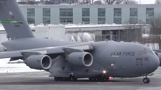 GREAT SOUND of USAF C-17 departing out of Zurich Airport