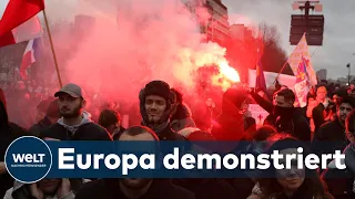 CORONA-DEMOS: Hunderttausende Menschen protestieren in Europa gegen Einschränkungen für Ungeimpfte