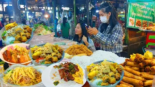 Beef Fried Noodles, Rice Noodle Soup, Spring Rolls, Pork Over Rice - Cambodia Best Street Food