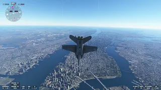 NEW YORK STUNT FLIGHT Microsoft Flight Simulator F18..... MACH 1 THROUGH THE STREETS!!!!!!!!