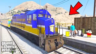 Franklin And Shinchan Travel in Train for Adventure Los Santos TO Mountain IN GTA V