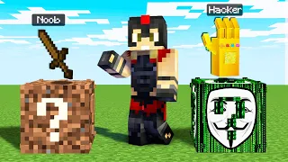 ¡ESPADA NOOB VS GUANTELETE HACKER! 🤯😱 DESAFÍO DE LUCKY BLOCK NOOB VS HACK en MINECRAFT - INVICTOR