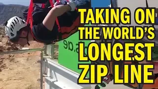 The world's longest zip line in Ras Al Khaimah, UAE