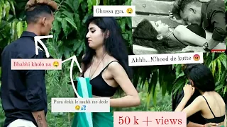 hot kissing girls prank on bhabhi | pallu girra diya | tharki girl | bhabhi