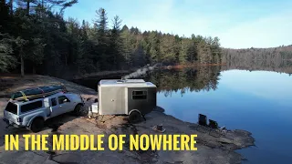 Free - Camping in our Off Road Cargo Trailer, Wood Stove, Water Front