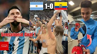 Argentina fans went crazy after Messi 78' winning goal Free Kick against Ecuador