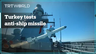 Turkish anti-ship missile Atmaca hits target