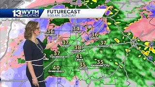 Rain should mix with or change to snow for parts of central Alabama on Sunday morning